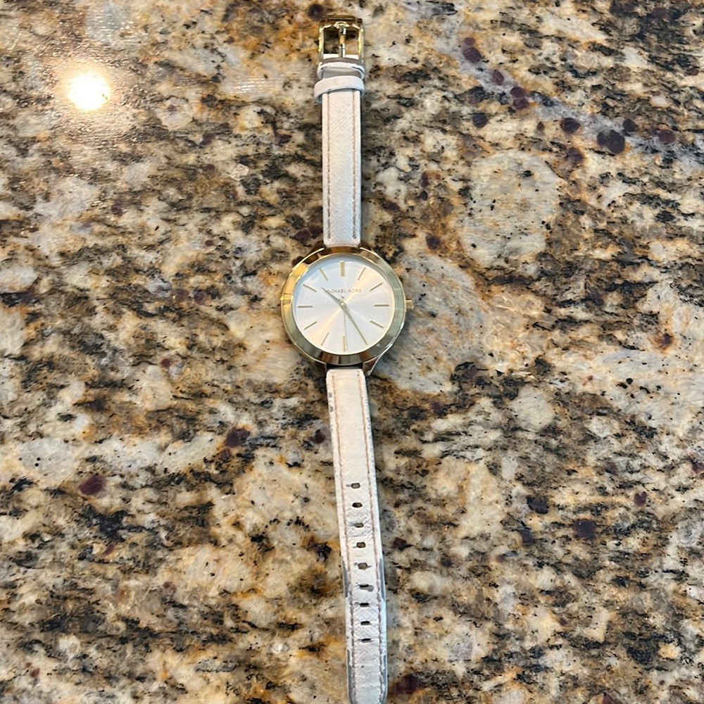 Michael Kors White leather watch with gold accents